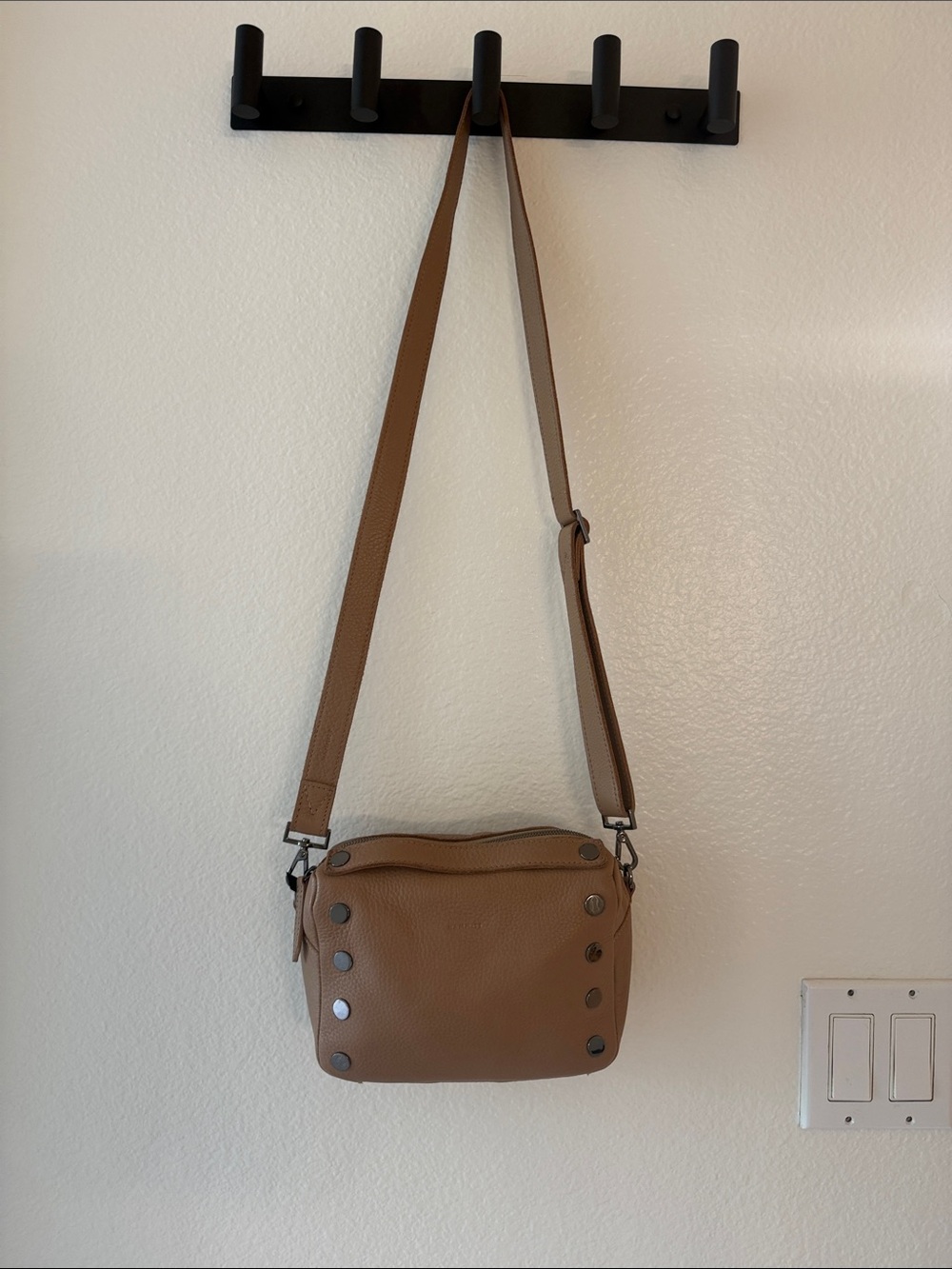HAMMITT Evan Crossbody Biscotti Bag with Stud Details Leather Season Exclusive